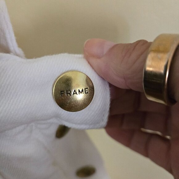 Frame Denim Le Garcon White Denim Overalls ASO Rhianna Isabella Calthorpe Size M - Picture 9 of 13